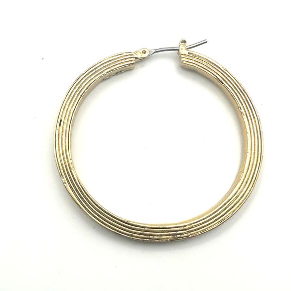 Ralph Lauren Gold Hoop Ribbed Earring Hoop RLL Coastal Cowgirl Western Jewelry - Picture 5 of 8